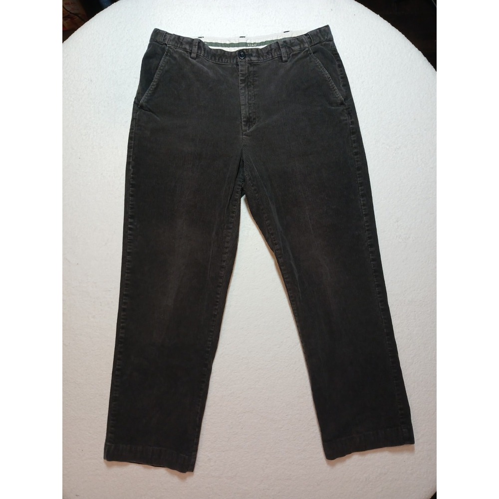 L.L. Bean Pants Mens 36x32 Black Comfort Waist Corduroy Relaxed Straight